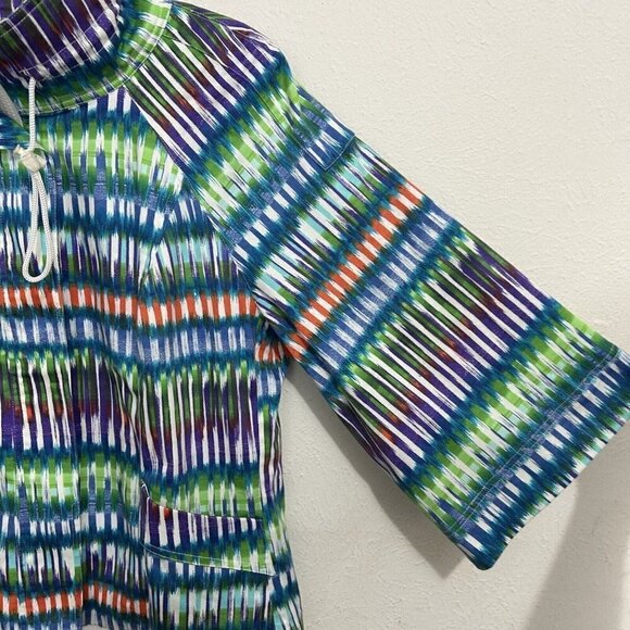 Berek 90’s Y2K Women’s Jacket Sz M Multi-Colored Geometric Zip Front Lightweight - Picture 5 of 8